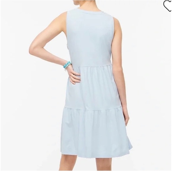 J. Crew Factory Sleeveless Tiered Mini Dress Arctic Blue MEDIUM, EUC - Picture 3 of 3